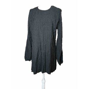 Charlie Holiday Womens Black Summer Textured Dress 10 Long Sleeve •NEW• a7